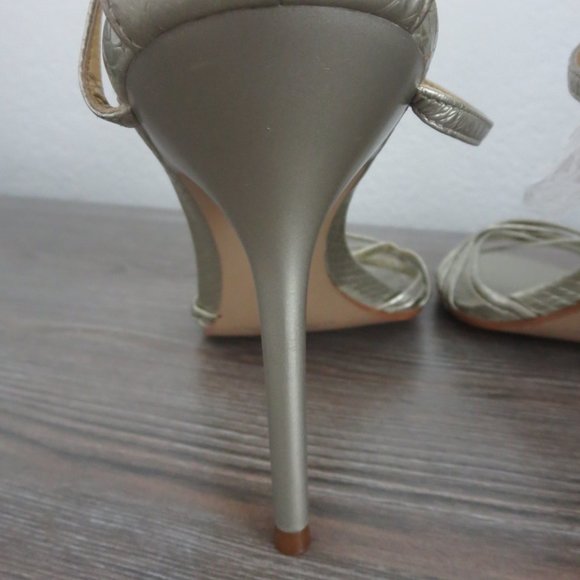 GUESS TINA Silver Reptile Strappy High Heel Sandals 8.5  Gold Charms - Picture 10 of 16